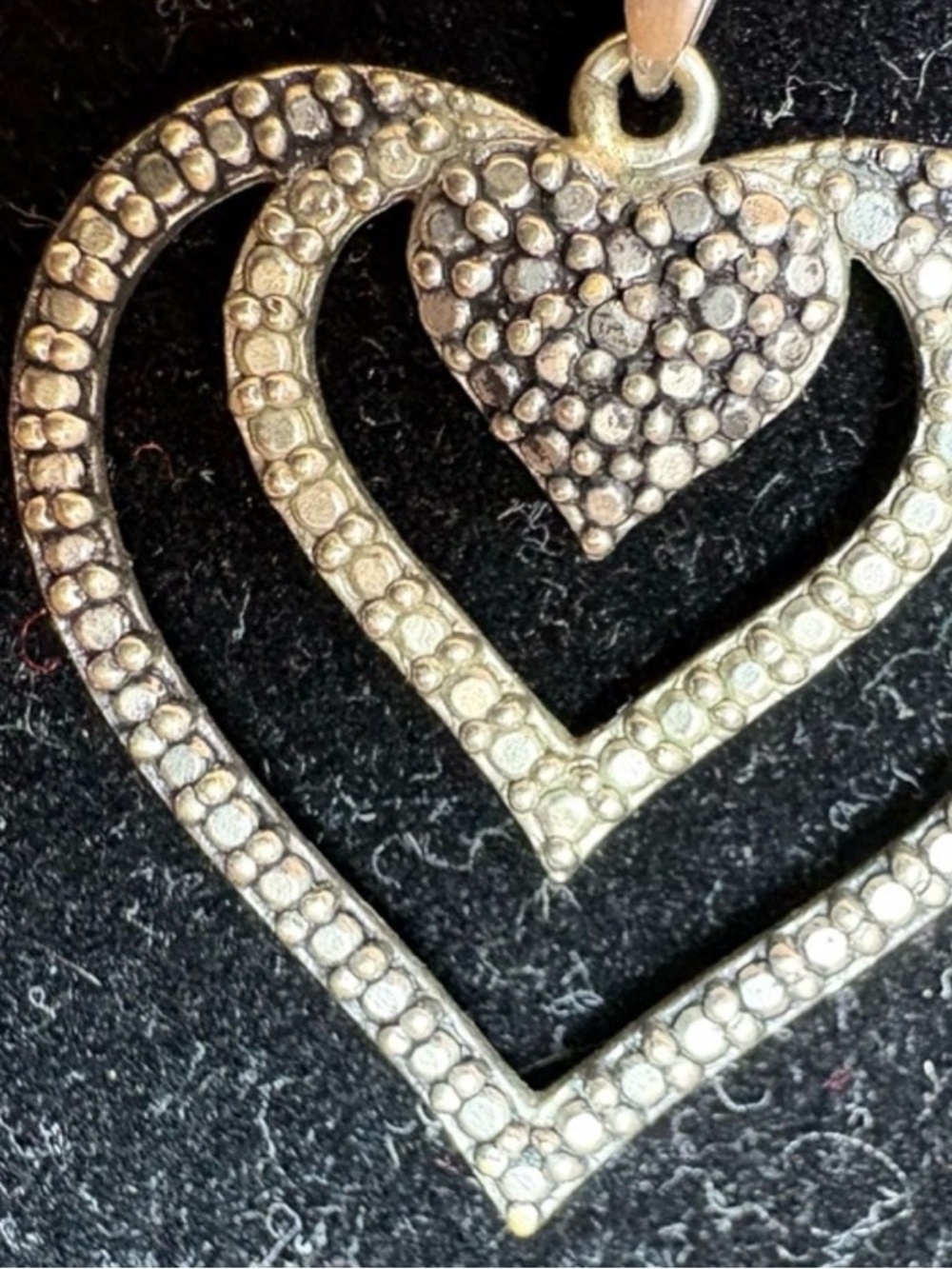 925 Thai Silver Double Heart Pendant Necklace Layered Hearts - Picture 4 of 7